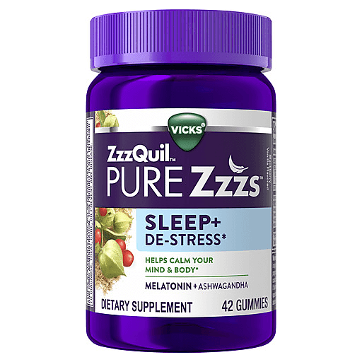 Vicks Vicks Pure Zzzs De Stress Melatonin Sleep Aid Gummies, Dietary ...