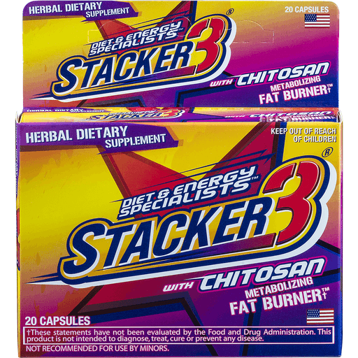  Stacker 3 Metabolizing Fat Burner with Chitosan, Capsules,  100Count Bottle : Health & Household