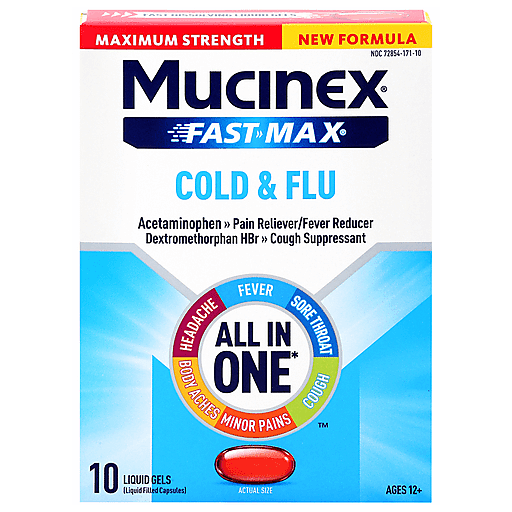 Mucinex Maximum Strength Liquid Gels Cold & Flu 10 ea