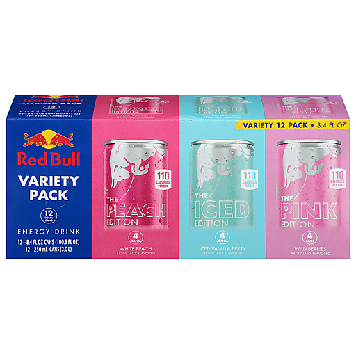 Red Bull Energy Drink Variety Pack, Peach, Iced Vanilla Berry, Pink, 80mg Caffeine, Taurine & B Vitamins, 8.4 fl. oz, Pack of 12 Can