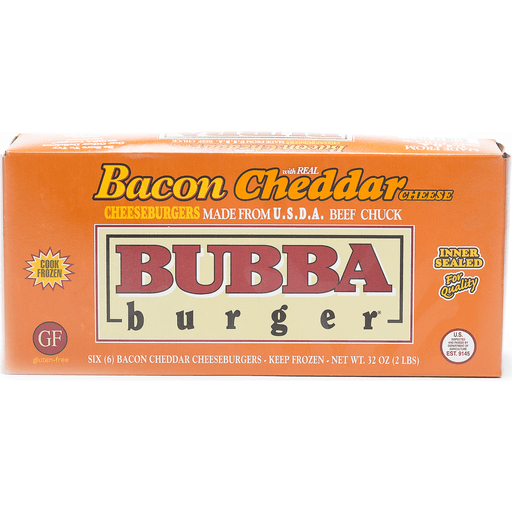 Bubba Burger Cheese Burgers, Bacon Cheddar 6 Ea, Beef