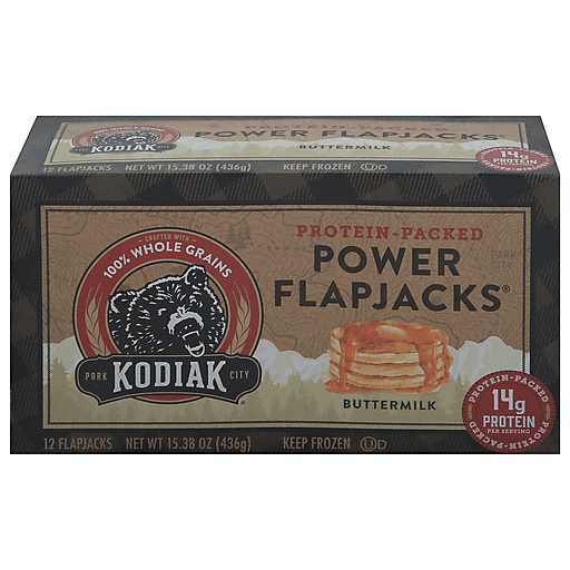 Kodiak Protein-Packed Buttermilk Power Flapjacks, 15.38 oz, 12 Count  (Frozen) 