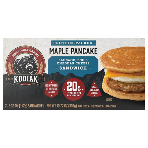 Kodiak Protein Packed Maple Pancake Sausage, Egg & Cheddar Cheese Sandwich 2 ea
