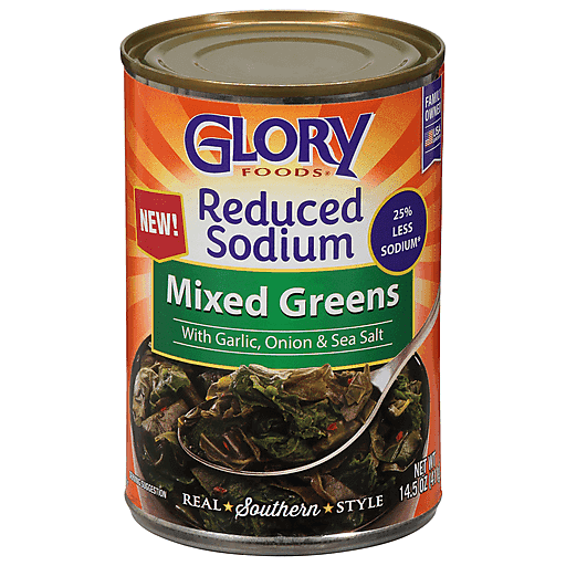 Glory Foods Reduced Sodium Southern Style Mixed Greens With Garlic, Onion & Sea Salt 14.5 oz