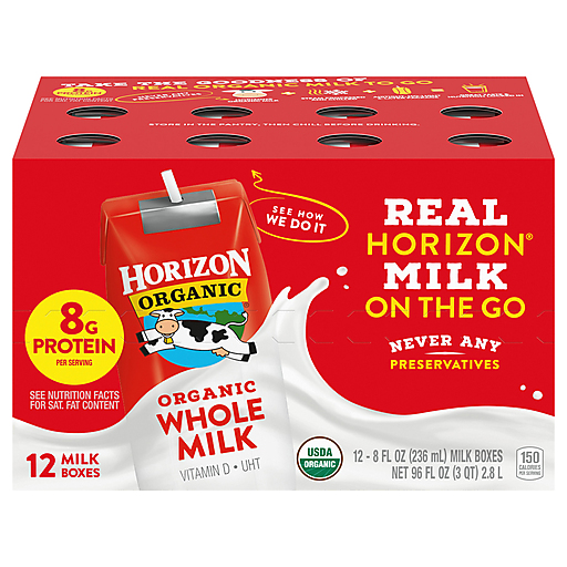 Horizon Organic Shelf Stable Whole Milk Boxes, 8 fl oz, 12 Count​