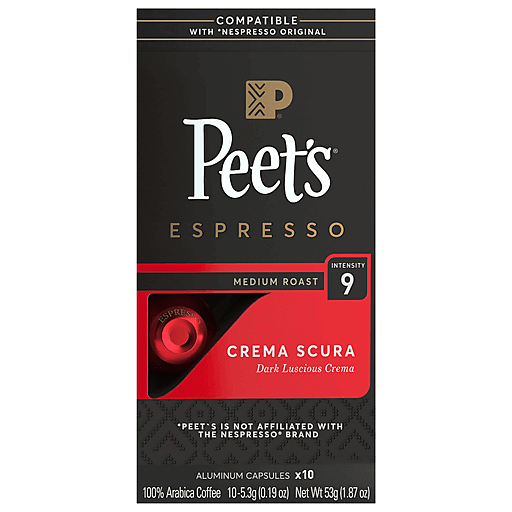 Peet s Coffee 100 Arabica Espresso Medium Roast Crema Scura Aluminum Capsules 10 Ea K Cups Pods Sendik s Food Market