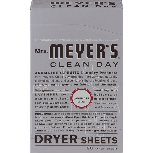 Mrs Meyers 14148 Lav Dryer Sheets 80 Pack: Fabic Softeners & Anti Static  (808124141483-2)