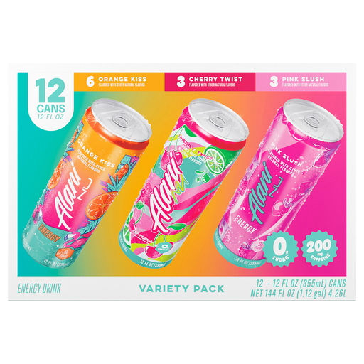 Alani Nu Orange Kiss/Cherry Twist/Pink Slush Energy Drink Variety Pack 12 ml
