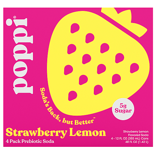Poppi Strawberry Lemon Prebiotic Soda 4 ea
