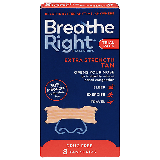 Breathe Right Nasal Strips, Extra Strength, Drug Free, Trial Pack 8 Ea, Sleeping & Snoring
