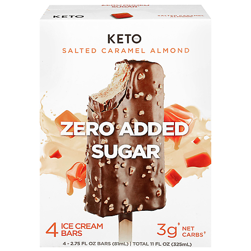 Keto Pint Zero Added Sugar Salted Caramel Almond Ice Cream Bars 4 ea