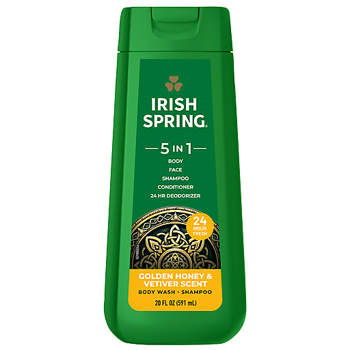 Irish Spring Golden Honey & Vetiver Scent Body Wash Shampoo 20 fl oz
