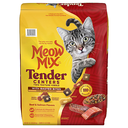 Meow Mix Two Texture Kibble Complete Beef & Salmon Flavors Cat Food 14.2 lb