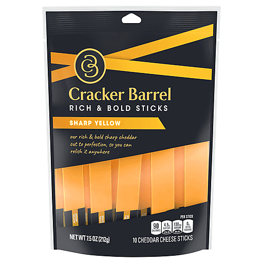 Cracker Barrel Cheddar Sharp Yellow Cheese Sticks 10 ea
