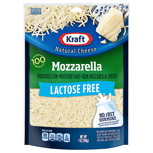 Kraft Mozzarella Lactose Free Shredded Natural Cheese, 7 oz Bag