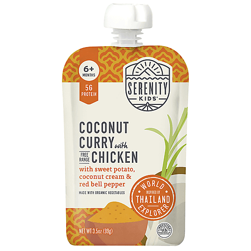 Serenity Kids 6+ Months Free Range Coconut Curry With Chicken With Sweet Potato, Coconut Cream & Red Bell Pepper 3.5 oz
