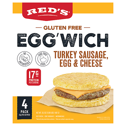 Red's Gluten Free Turkey Sausage, Egg & Cheese Egg'wich 4 ea