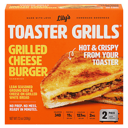 Lily's Toaster Grills Sandwich, Grilled Cheese Burger, 2 Pack 2 Ea, Bagels, Muffins & Sandwiches