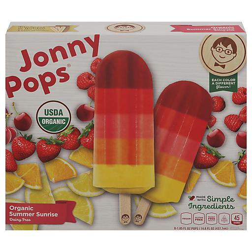 Jonny Pops Pops, Summer Sunrise, Organic 8 Ea | Popsicles 