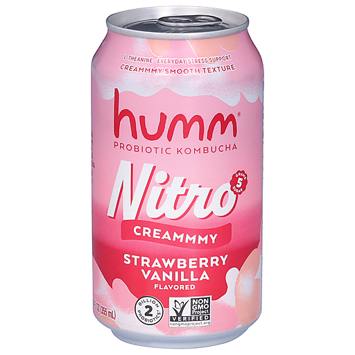Humm Probiotic Nitro Strawberry Vanilla Flavored Kombucha 12 fl oz