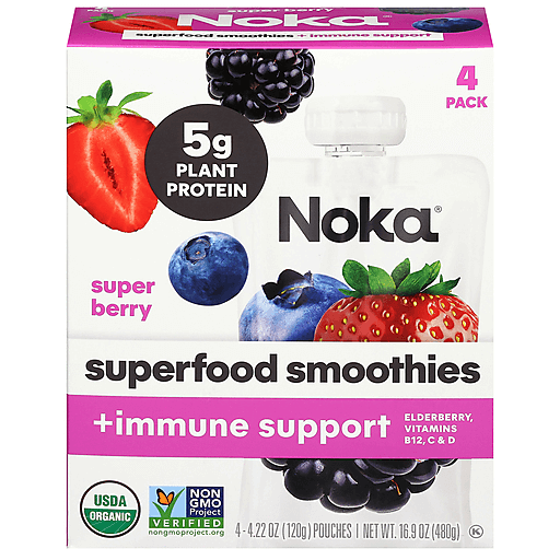 Noka Super Berry Superfood Smoothies + Immune Support 4 ea