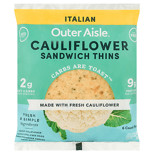 Outer Aisle Gourmet Cauliflower Sandwich Thins, Keto, Gluten Free, Low  Carb Cauliflower Bread, Original, 4 pack, 24 Sandwich Thins in Saudi  Arabia