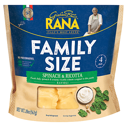 Rana Ravioli, Spinach & Ricotta, Family Size 20 Oz