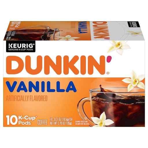 Dunkin' K Cup Pods Vanilla Coffee 10 ea