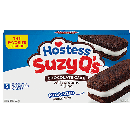 Hostess Suzy Q’s Chocolate Snack Cakes with Creamy Filling, 13 Oz. Box (5 Count)