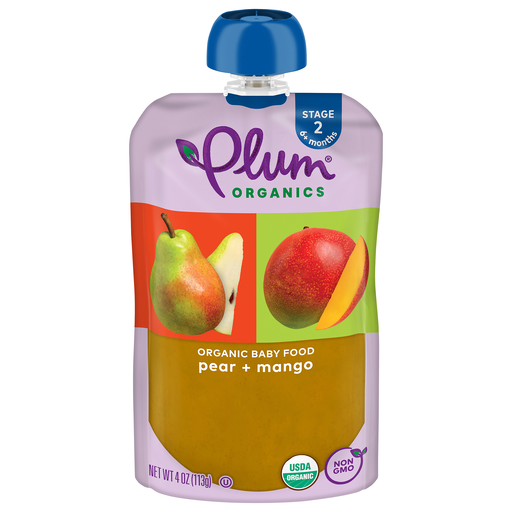 Plum Organics Stage 2 Organic Baby Food Pear + Mango 4 oz