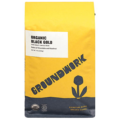 Groundwork Organic Whole Bean Dark Roast Black Gold Coffee 12 oz