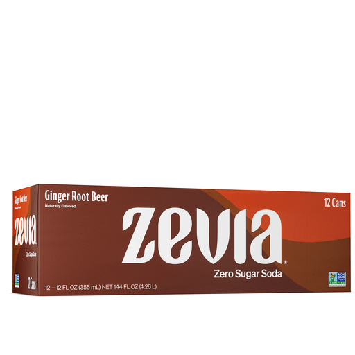 Zevia Soda, Zero Sugar, Ginger Root Beer 12 ea