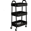 Black 3 Tier Metal Rolling Cart